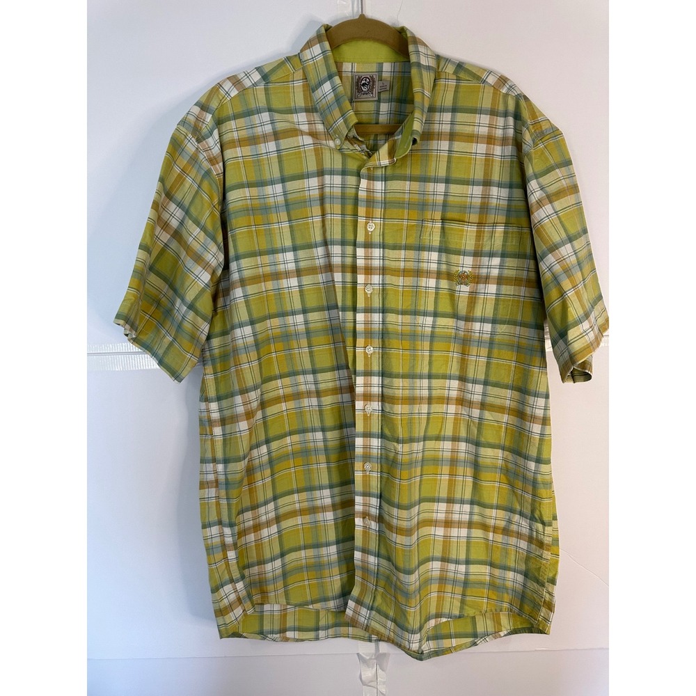 Cinch Plaid Short Sleeve Button Up Western Shirt Embroidered Logo Large